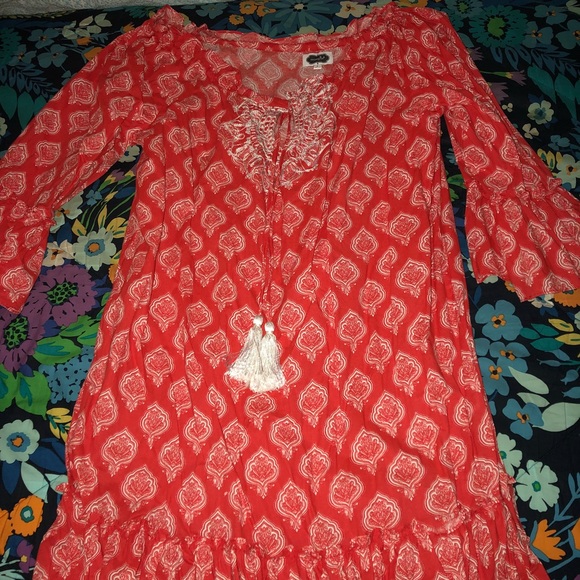 Mud Pie Dresses & Skirts - Mudpie red/orange Dress/Cover up! Size Large!